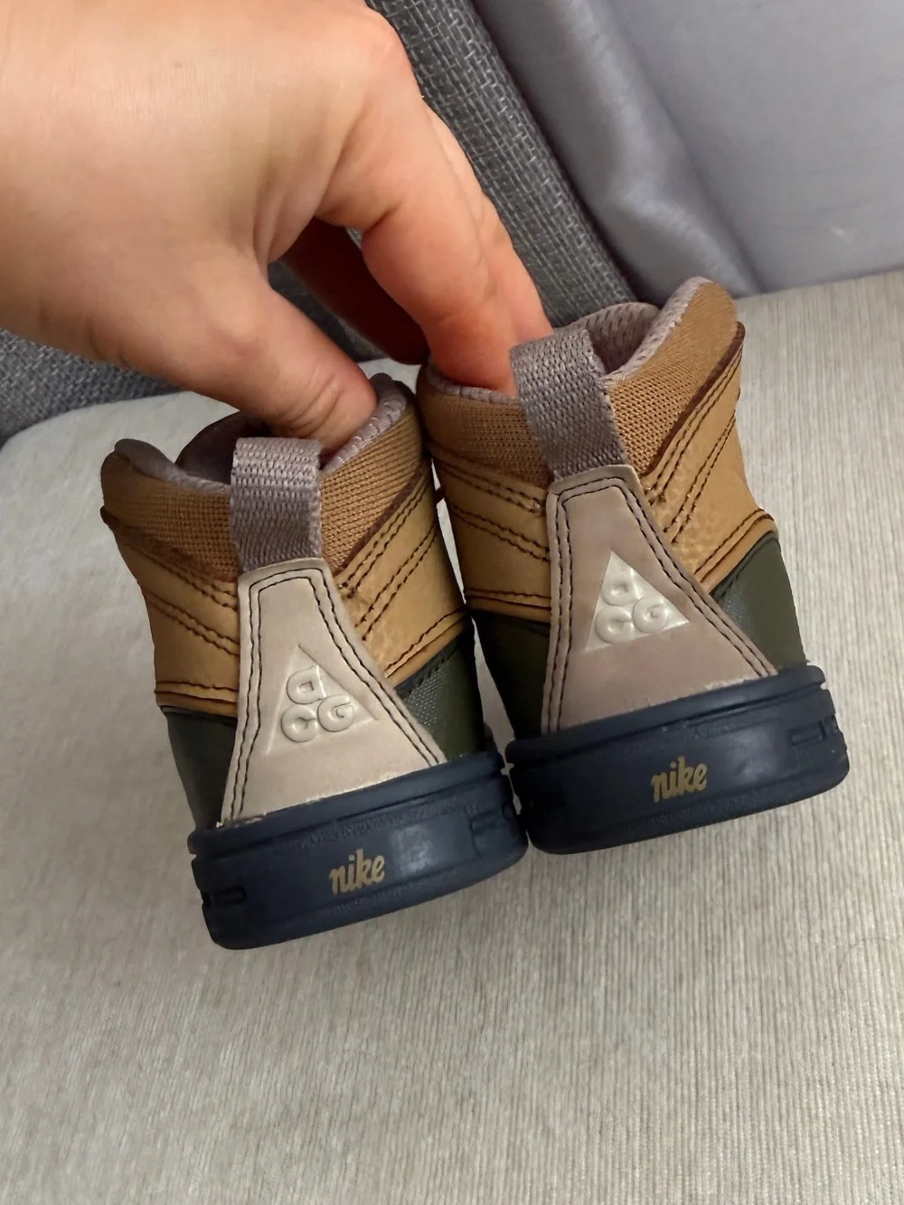 Nike Kids Two-Tone Brown and Olive Duck Boots